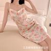 New Sexy Silk Pajamas Women's Suspenders Ice Silk Small Chest Swing Neck Printed Pajamas Spring and Autumn Sweet Loungewear Set