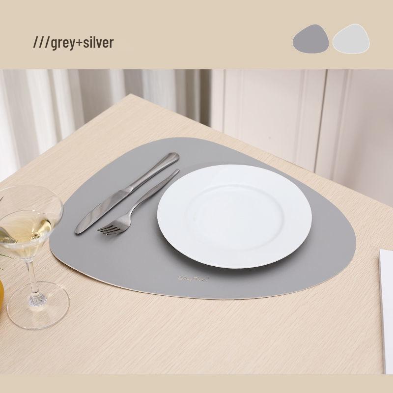 High-End Double-Sided Waterproof PU Leather Placemat - Oil-Proof, Heat-Insulated, Light Luxury Water Drop Design.