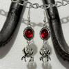 Gothic Punk Red Crystal Spider Long Pendant Earrings for Women Halloween Party Witch Dangle Earrings Jewelry Accessories Gifts