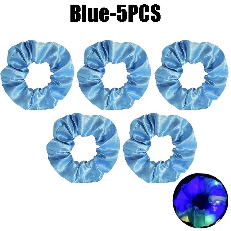 LED Luminous Scrunchies Hairband Ponytail Holder Headwear Elastic Satin Hair Bands Girl Hair Accessories for Party