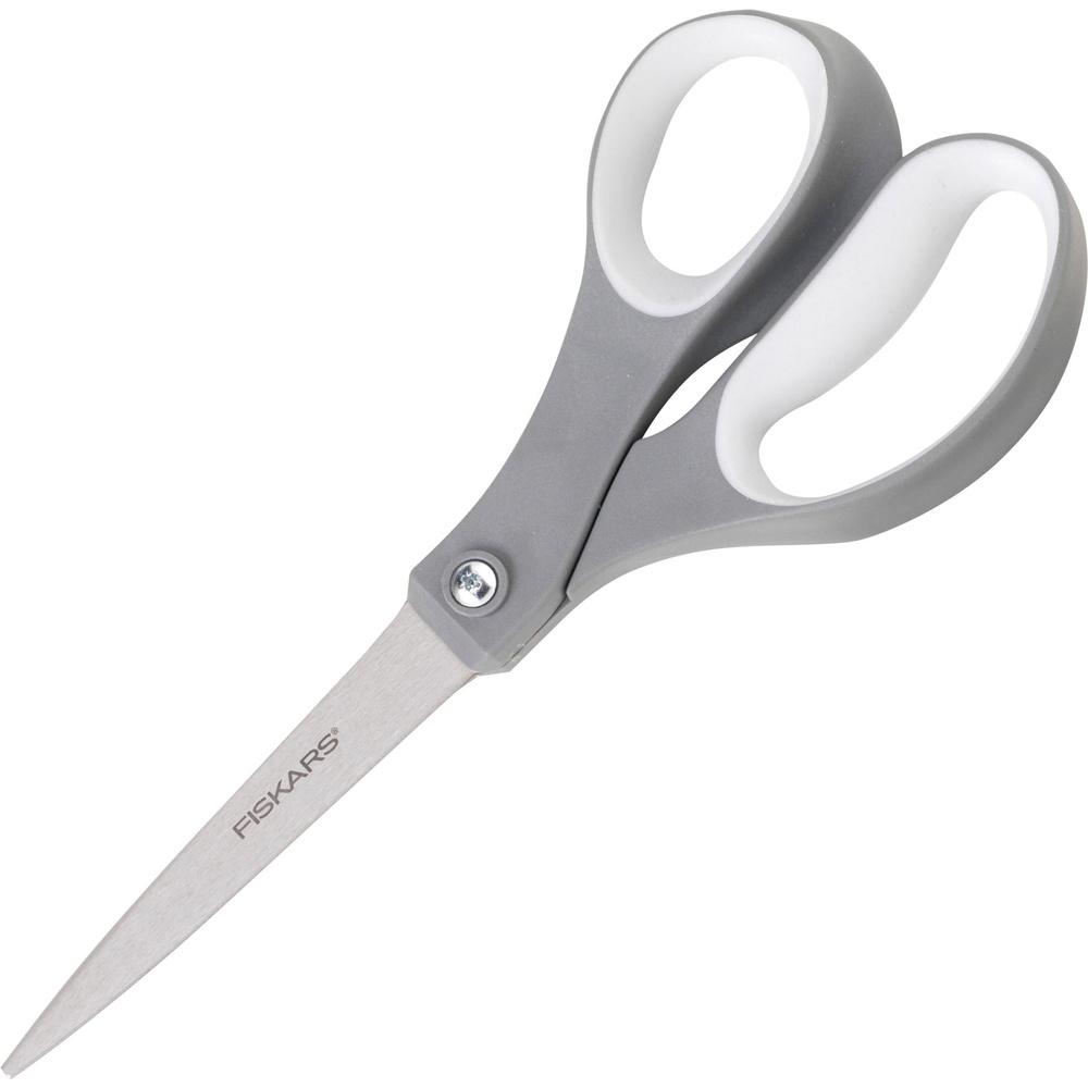 

Comfortable Scissors with Cushioned Grip Stainless Steel Blades Office Tasks Cutting Papers Boxes Contoured Design Recycled United States