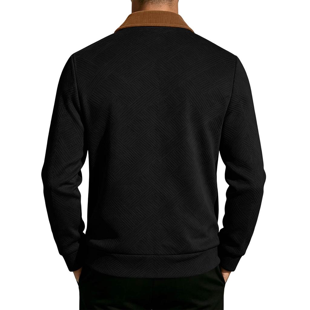Men's Casual Baseball Jacket with Knit Lapel Color Lightweight Outerwear
