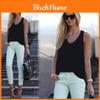 Elegant Womens V Neck Chiffon Sleeveless Blouse Loose Fit Casual Summer Tank Top