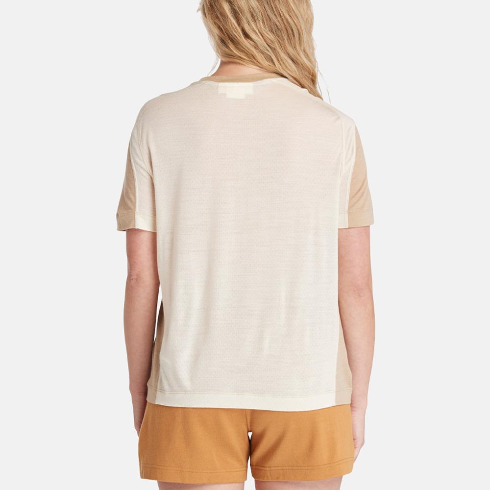 Timberland X Icebreaker Collaboration Knitted Breathable Round Neck Short Sleeve T-Shirt Women T-Shirts Light-Brown A6J5H262