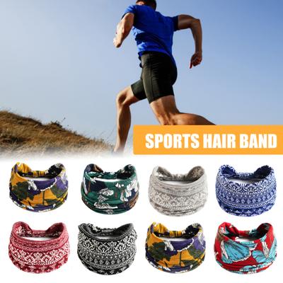 Women Bandana Fashion Print Wide Stretchy Sweat Absorption Bohemian Gym Headband Sweatband for Yoga