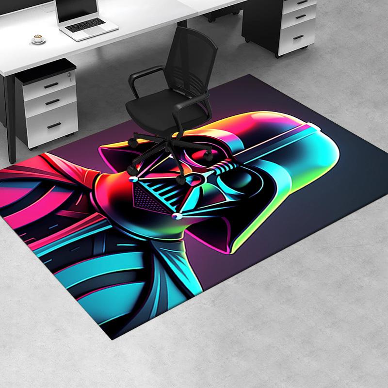 3D Printed Darth Vader,Neon Colors,Sci-Fi Anti-Slip Rug - Machine Washable Office Rug for Living Room, Bedroom, Office - Multiple Sizes