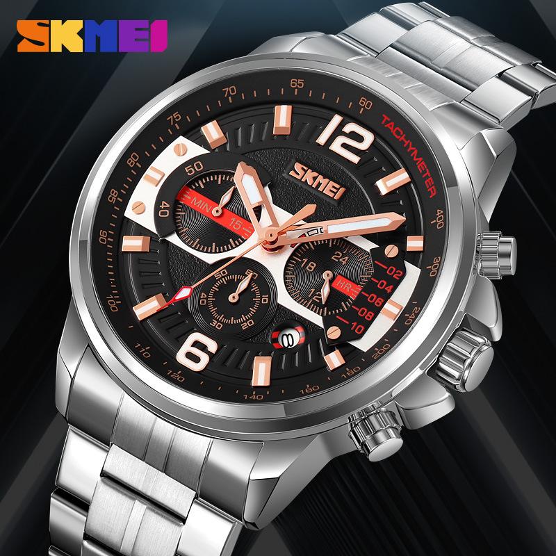 Skmei Luxury Men Watch Fashion Luminous Clock Steel Watch Calendar Quartz Wristwatch Business Watch