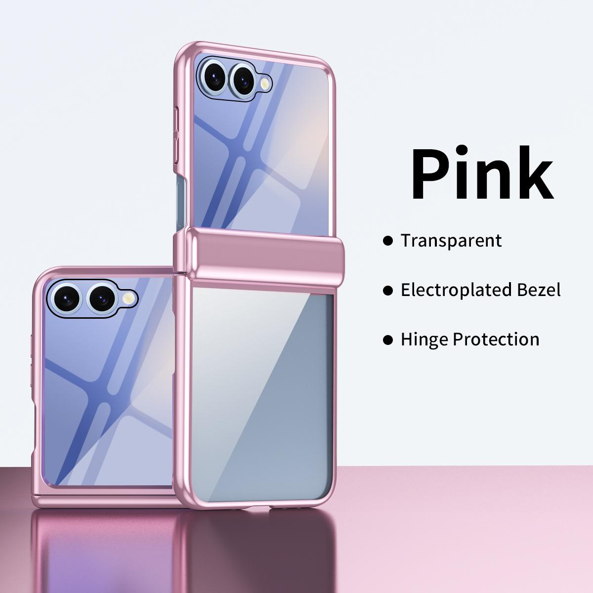 

High Clear Plating Case for Samsung Galaxy Z Flip 7 5G ZFlip7 Flip7 Hinged Glass Film Protect Fold Shockproof Hard Plastic Cover Z Flip 7