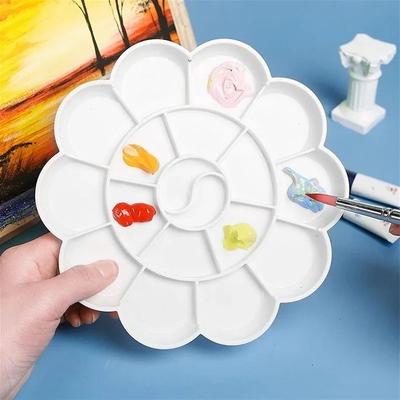 1/6PCS Reusable Plastic Paint Palette - 18 Wells Flower Tray for Acrylic, Watercolor & Oil Painting
