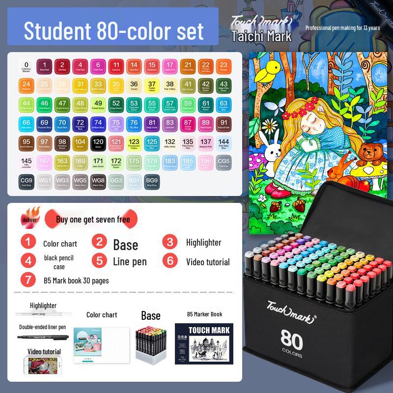 Touchmark 168-Color Alcohol-Based Marker Set with Durable Tips for Students