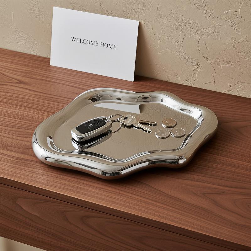 Vassoio Decorativo Irregolare a Forma di Nuvola Finitura Lucidato a Specchio Vassoio Piccolo Portatile per Toeletta Bagno Viaggio Hotel Decorazione da Tavolo