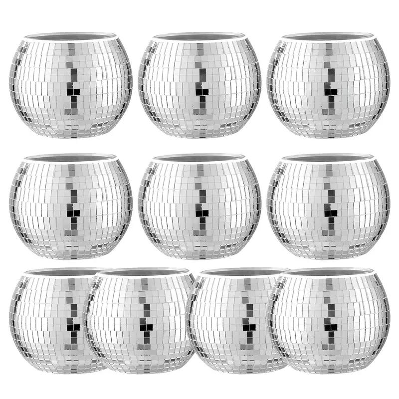 WTEMPO Disco Ball Vase Artificial Decorative Bowl for Candle Holder Centerpieces Multi-Functional Room Decoration Makeup Storage Ice Bucket Candy Jar