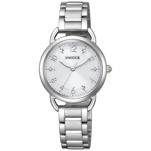 

Citizen Wicca Solar Tech Waterproof Watch with Light Gray Interchangeable Strap, 2-Way White, Basic Model KP6-014-11, Women s, Silver