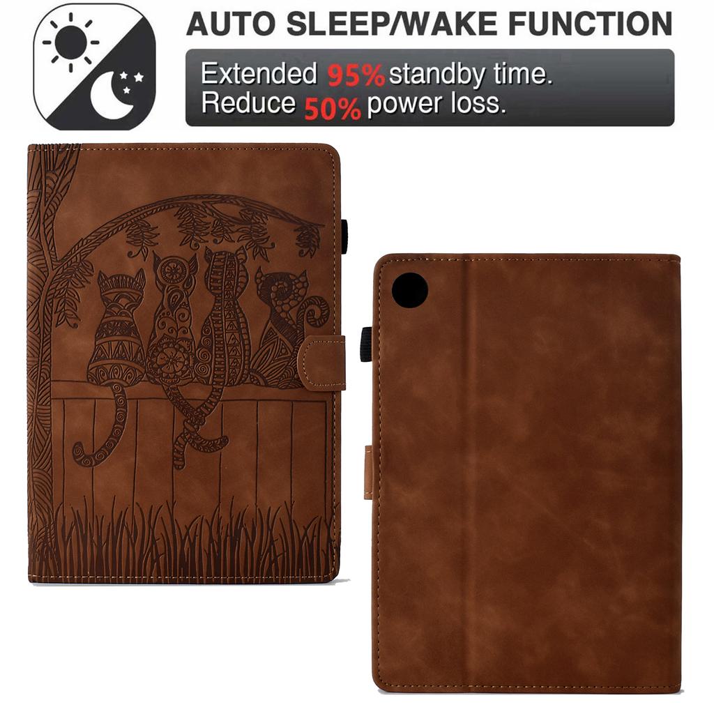 For Lenovo Tab M10 (Gen 3) Case Cats Imprinted PU Leather Card Slots Tablet Cover