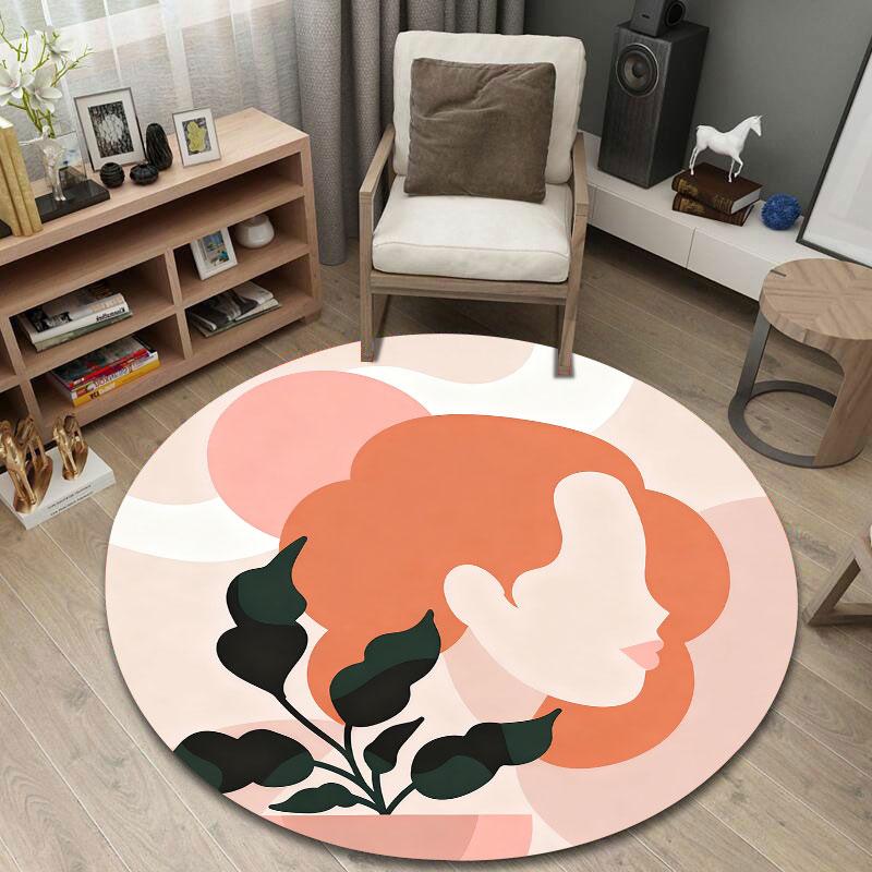 Retro Round Autumn Multicolor Rug Mat, Non-Slip Floor Mat for Bathroom