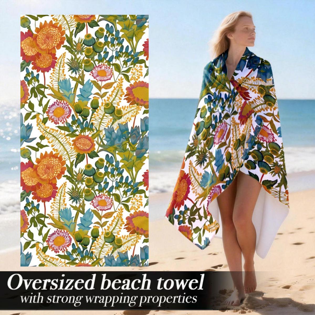 

Tropical Floral Oversized Beach Towel – Soft & Lightweight, Vibrant Garden Design, Perfect for Vacation & Gift Use W30*H60(CM)