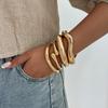 Punk Style Metal Smooth Water Drop Bracelet, Fashionable Irregular Wave Spring Open Bracelet