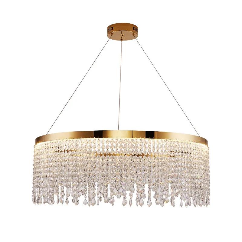 Nordic Round Bedroom Led Chandelier Living Room Restaurant Hotel Cafe Personality Fashion Home Crystal Decorative Lighting