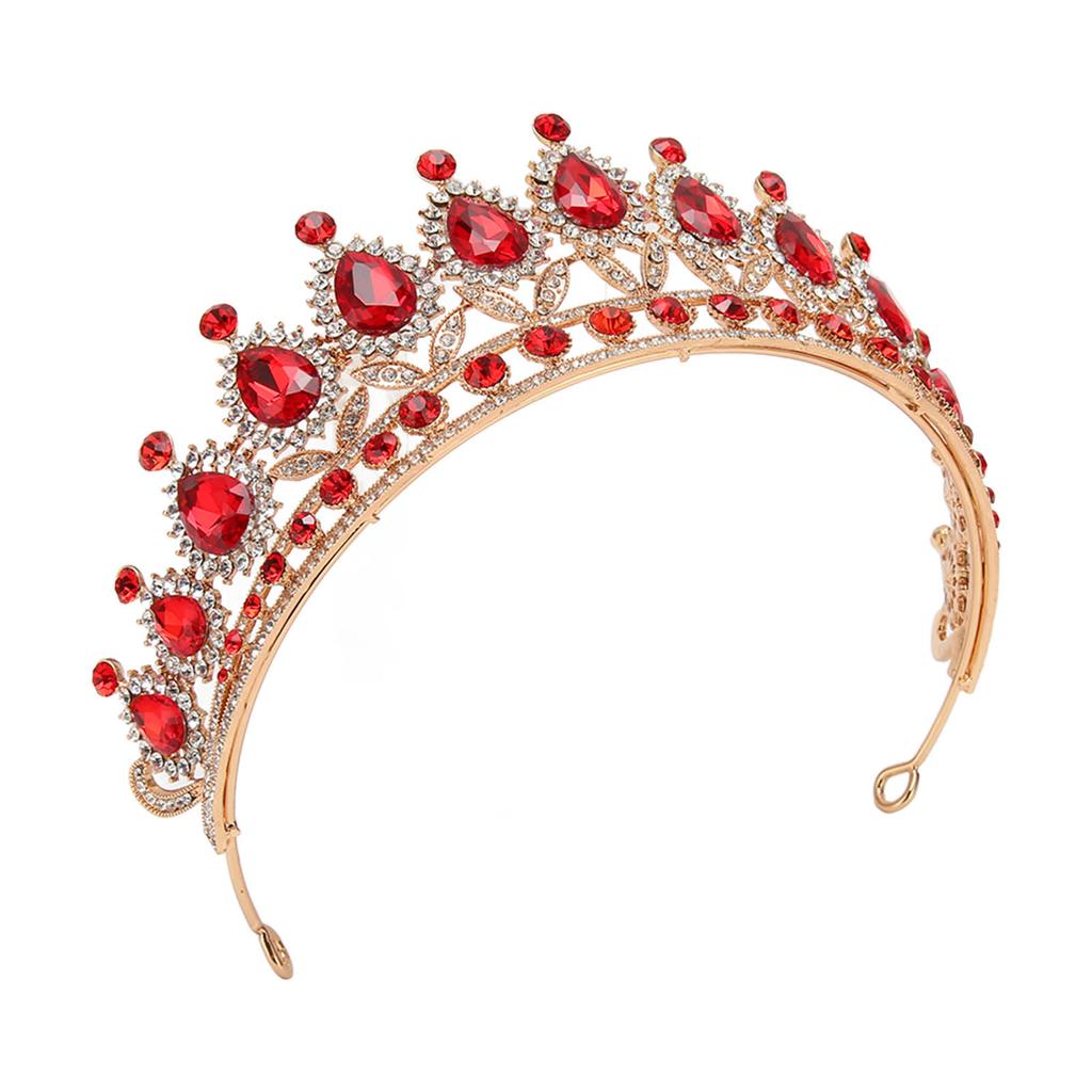 Crown Red Rhinestone Retro Semicircle Hair Accessories Crown for Wedding Party Prom