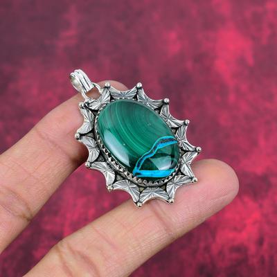 Colgante de malaquita, joyería colgante de plata de ley 925. Regalo para mujer, colgante hecho a mano, joyería con piedras preciosas