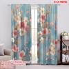 2pcs,2D Plane Printing Curtains&Window Treatment Cherry Blossoms On Blue Polyester Fabric (without Rod) Art Deco Festive for
