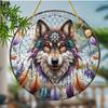 Wolf King Series Acrylic Catcher 8 "(20cm)Stained Glass Style Window Hanging, Outdoor and Interior Wall  Suitable for Living Room Bedroom Porch Garden