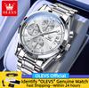 OLEVS 2987 Men Watch Stainless Steel Waterproof Luminous Date Watches Man