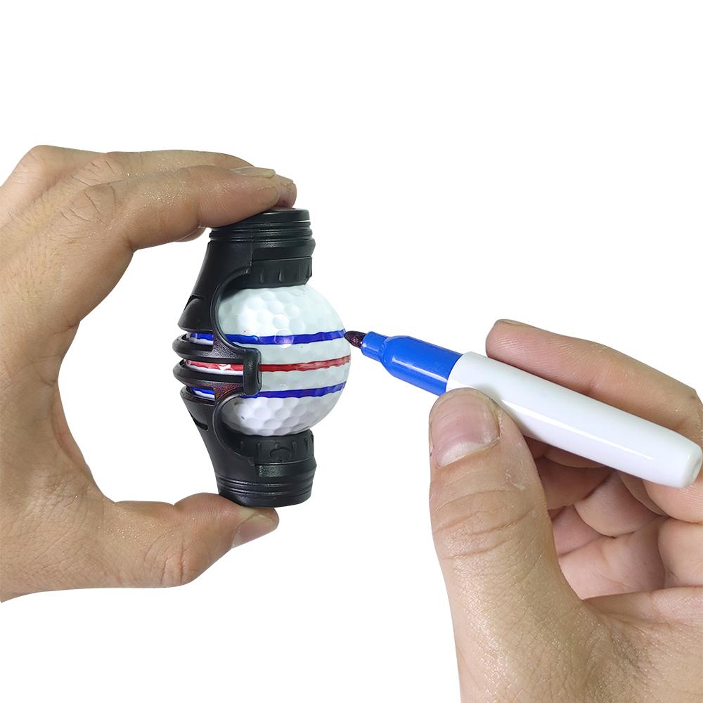Golf Ball Line Marker, Putting Alignment Tool with 2 Pens, Portable Golf Training Aid for Accuracy Improvement
