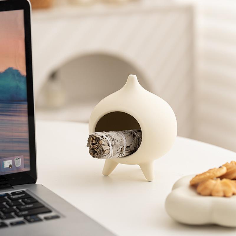 Modern Ceramic Incense Burner for Palo Santo, White Sage, Cone Incense, Home Decor Ornament