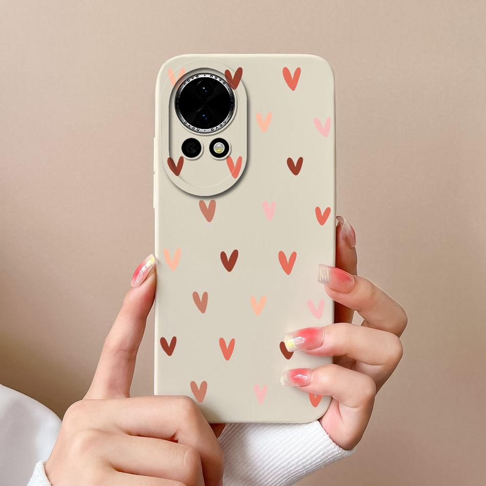 For Huawei Nova 12 Pro Ultra Phone Case Love Heart Liquid Silicone Camera Protection Back Cover For Huawei Nova12 12Pro 12Ultra