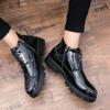Boots Men Black Zipper Patent Leather Thick Soled Shoes European Youth Style Fashionable Chelsea Boots Size 38-44 Men Boots