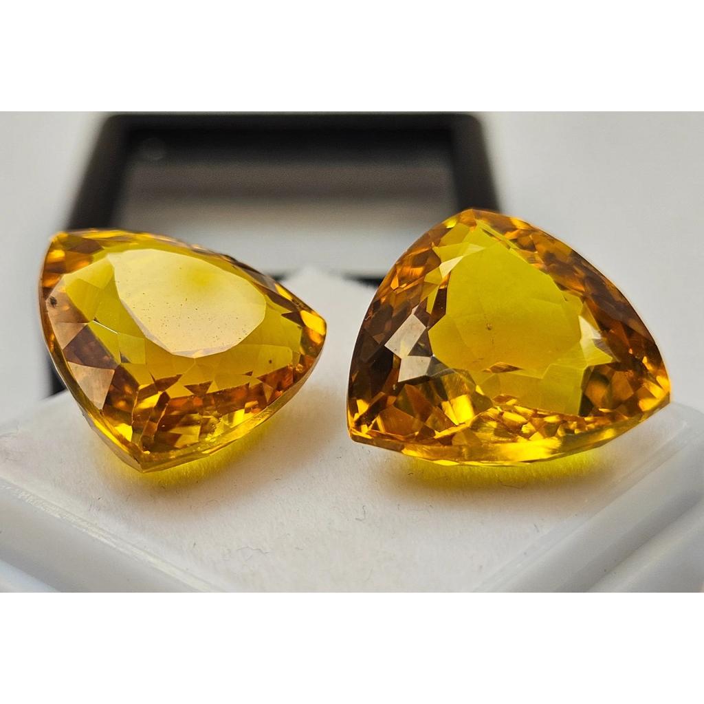 Orange Yellow Sapphire Natural 25+ Ct Trillion Cut Pair Fabulous Loose Gemstone