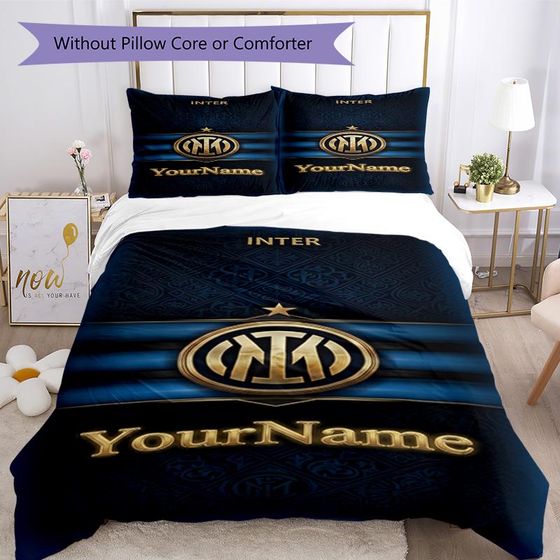 Inter Milan Personalizza il tuo nome Set Biancheria da Letto Copripiumino Traspirante con Federe Decorazione per la Casa Regalo di Compleanno