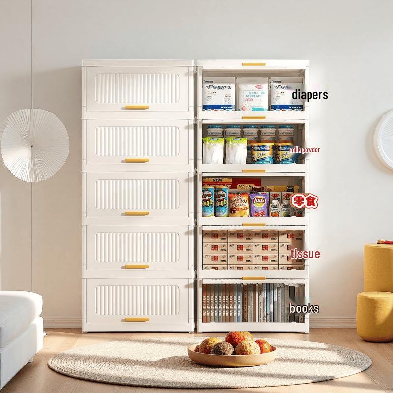 Foldable Five-Drawer Multi-Layer Storage Cabinet for Home, Bedroom, or Kitchen