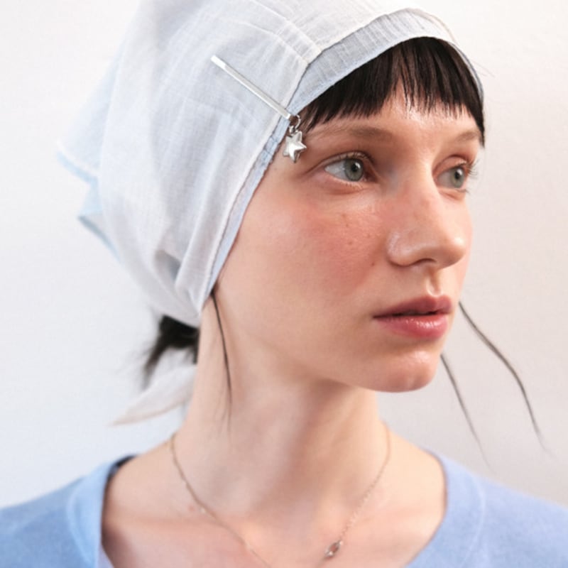 ne Page Stripe Pin-Tuck Scarf (pale sky blue)