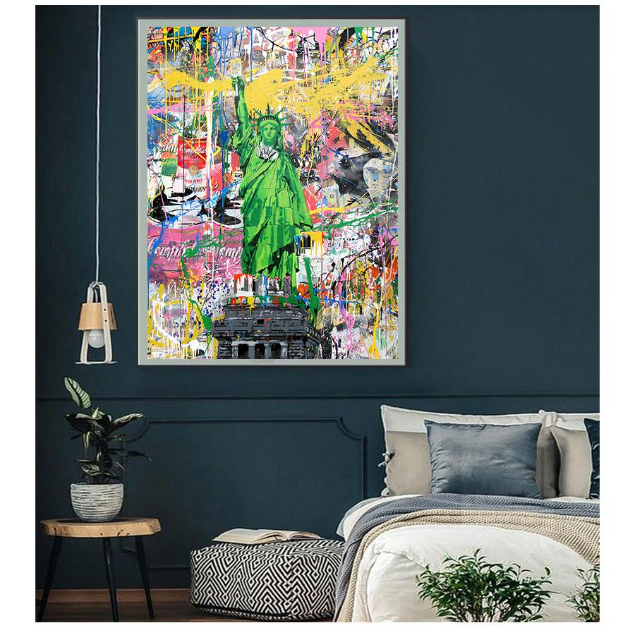 

Художественная картина на холсте на стене, художественные постеры и принты, абстрактная настенная картина для домашнего декора, Статуя Свободы, уличные граффити