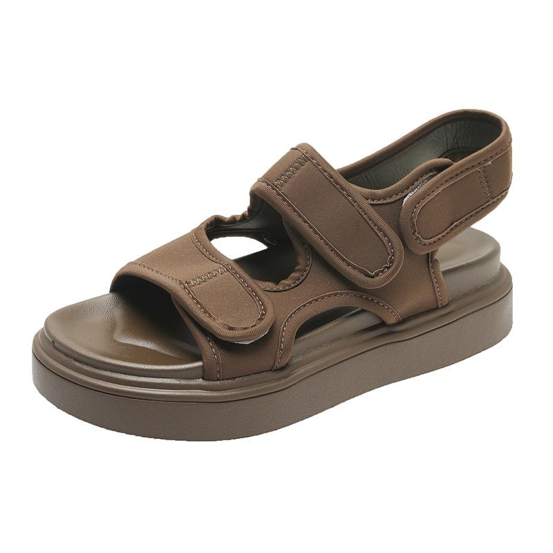 Sports sandals women's 2025 summer new Korean version canvas casual Velcro platform sandals fashion beach sandals