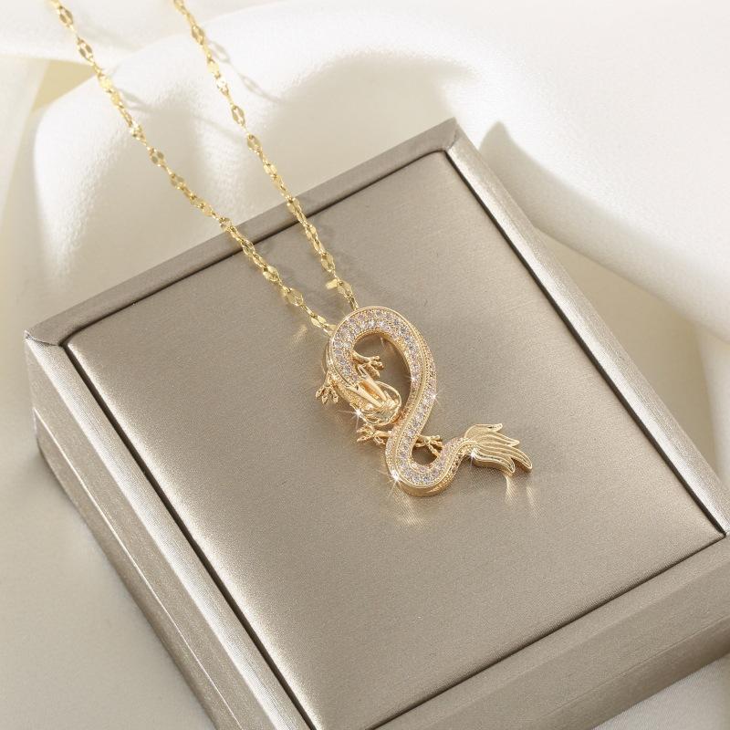 Lip Chain Hip Hop Domineering Infinite Copper Micro-inlaid Zircon Dragon Lady Necklace Temperament Light Luxury Niche Design Sense