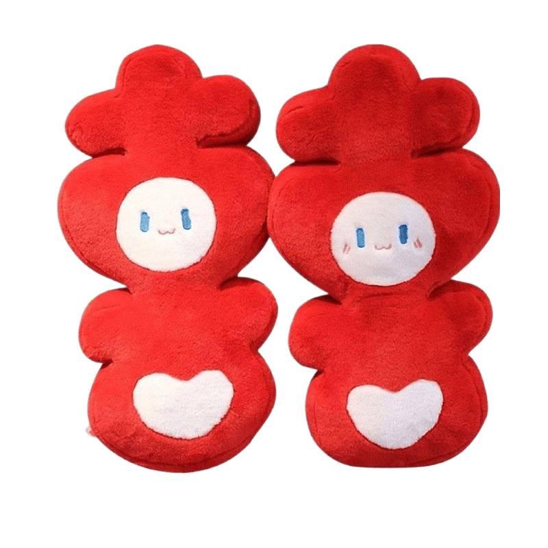 Wedding Double Happiness Plush Dolls - Pair of Throw Pillows for Newlywed Room Decoration