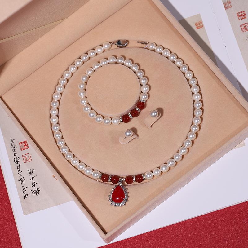 Elegante Collana di Perle di Conchiglia Profonda - Perfetto Regalo per la Festa della Mamma
