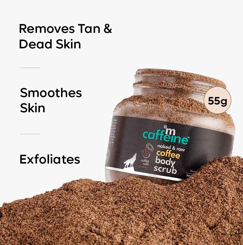 mCaffeine Tan Removal Bath Kit Coffee Body Wash 200 Ml And Body Scrub 55 G Exfoliating Body Care Combo For Smooth Glowing Skin