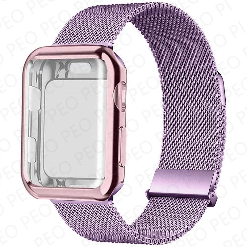 Case+Milanese Loop For Apple Watch Band 44mm 38mm-42mm-40mm Metal Magnetic bands iwatch Series 9 8 7 6 5 4 3 SE 45mm 41mm Strap