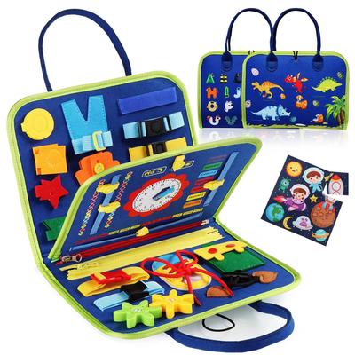 Montessori Busy Board Attività Educativa Tavola Sensoriale Sviluppo Motricità Fine Base Abito Fine Giocattolo da Viaggio Regalo per Bambini Bambine