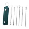 6-Piece Stainless Steel Ear Pick Set Spiral Ear Cleaner Tools with Faux Leather Case Home Ear Care Kit for Home Travel