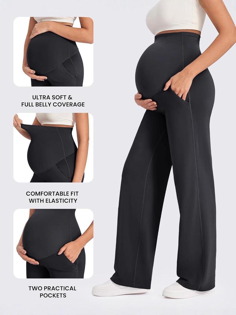 7061 European Maternity Support Pants: Casual Non-Constricting Wide Leg for Spring & Autumn
