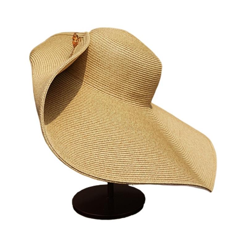French Elegant Small Fragrance Retro Big Brim Travel Vacation Sun Protection Beach Straw Hat Women'S Summer Sunshade Seaside Sun Hat