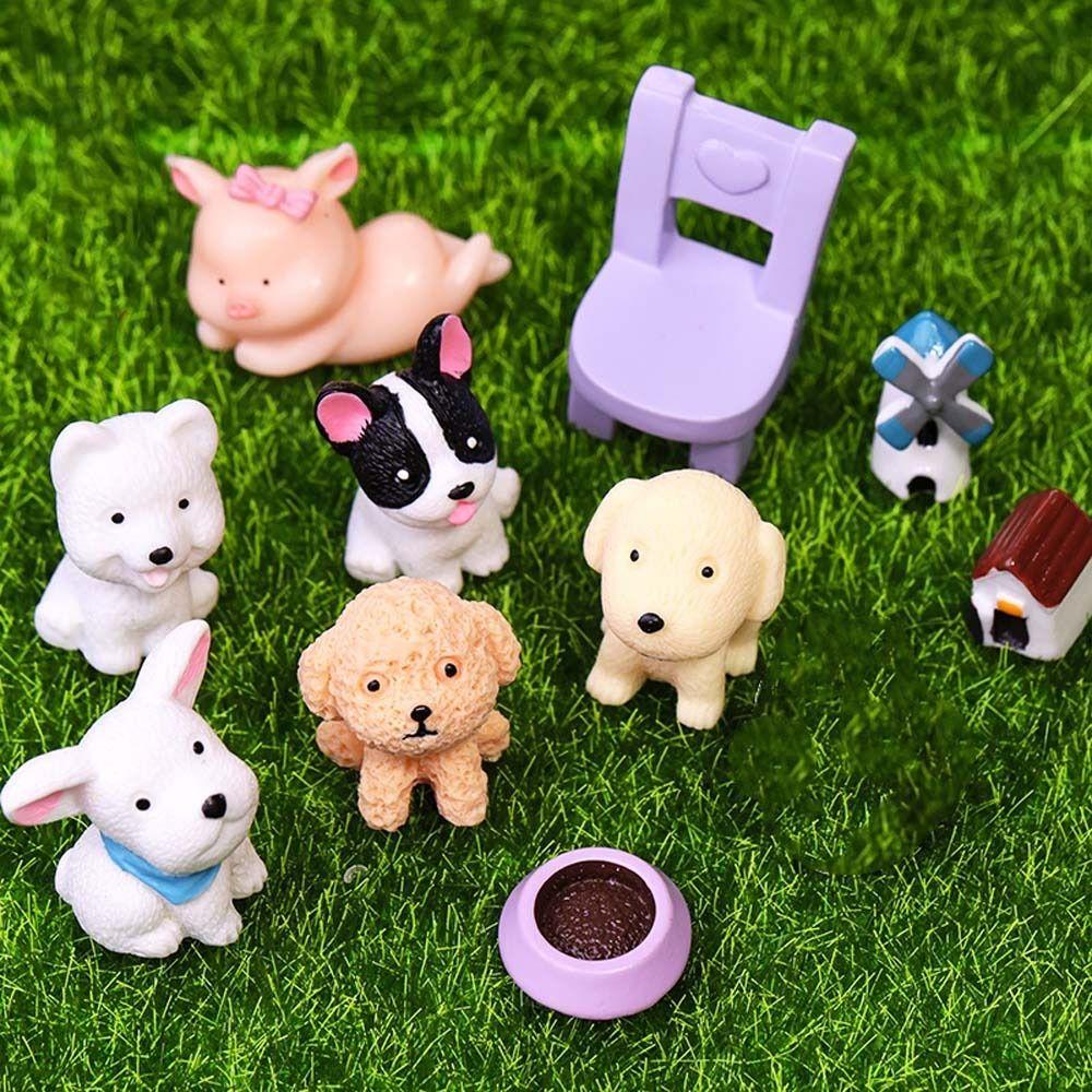 Cute Animals Puppy Miniature Figurines Realistic Dog Ornaments  Fairy Garden Accessorie
