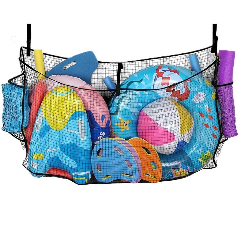 Large Pool Float Storage Net,59 x 11.8 x 33.5in Hanging Fence Toys Storage Mesh Net Organizer