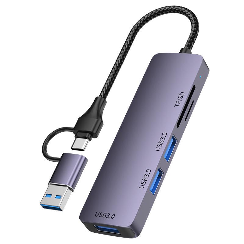 Five-in-One USB 3.0 Docking Station & Card Reader for Laptops, Tablets, Phones - Multifunctional Hub Expander