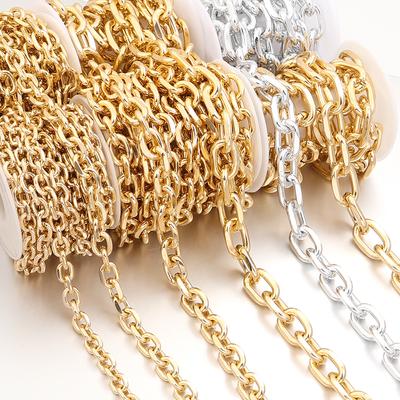 2-5Yards Aluminum Chain Gold Silver Color Twist Link Chains For Jewelry Making DIY Bracelet Necklace Clothing Bags Accessories